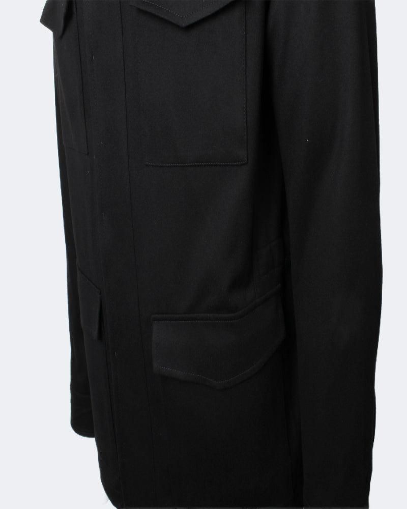 Black Super 170s Wool & Cashmere Blend Field Jacket