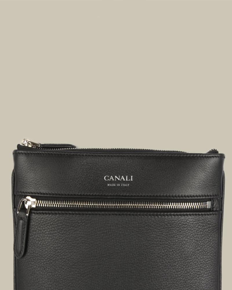 Black Grain Leather Cross Body Bag