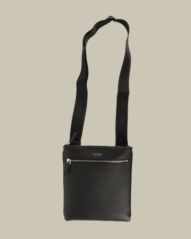Black Grain Leather Cross Body Bag