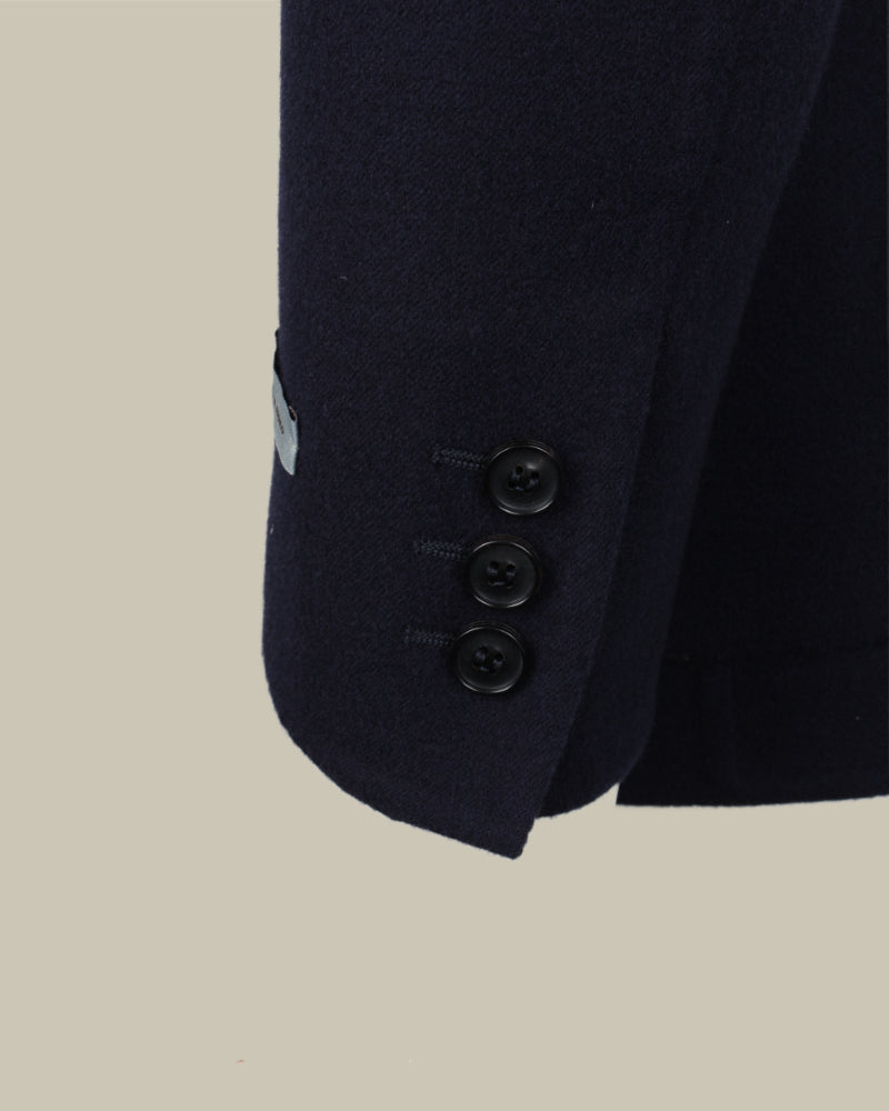 Double Bond Navy Wool Cashmere Patch Blazer