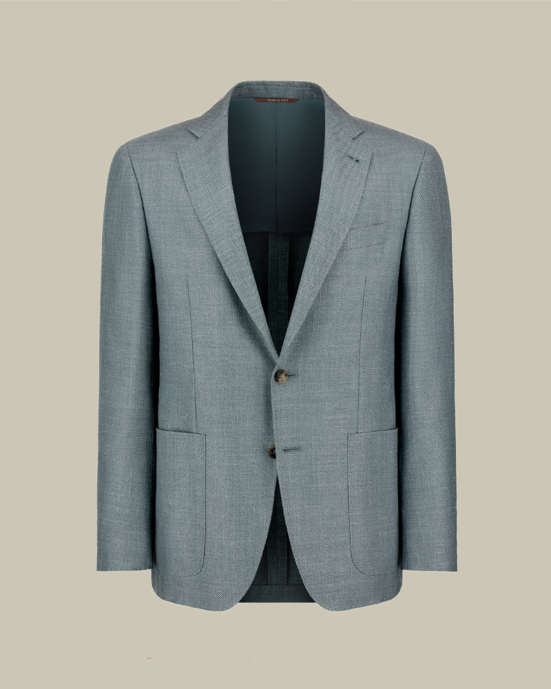 Turquoise Unlined Patch Pocket Blazer
