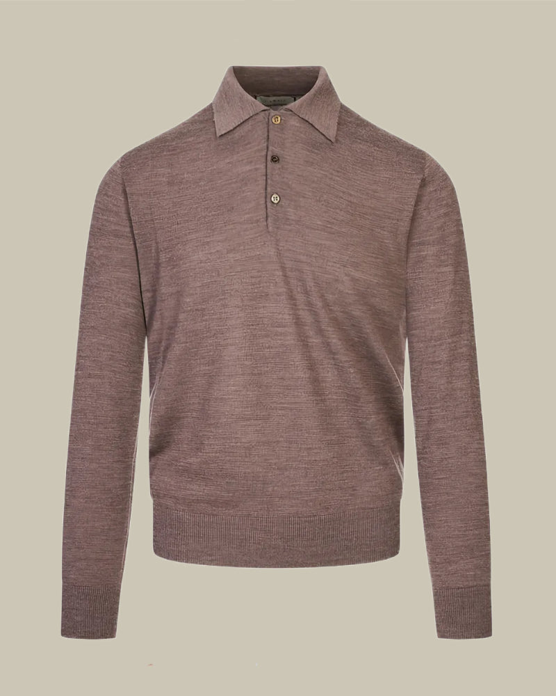 Brown Nuvola Extra Fine Merino Knitted Polo