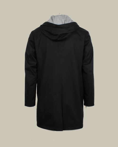 Black Raincoat With Detach Hood