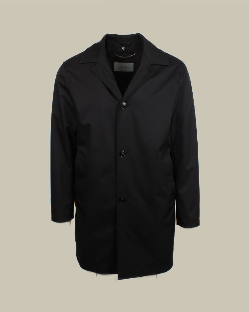 Black Raincoat With Detach Hood