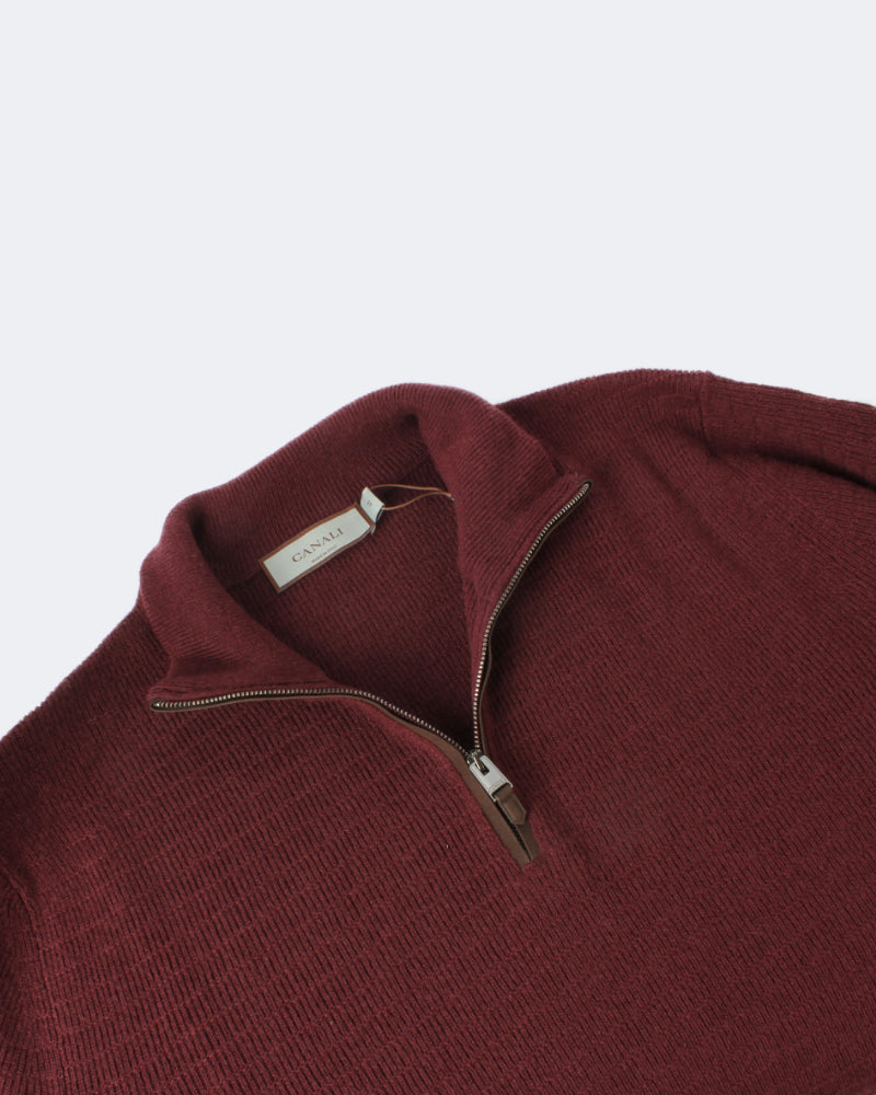 Burgundy Suede Trim 1/4 Zip
