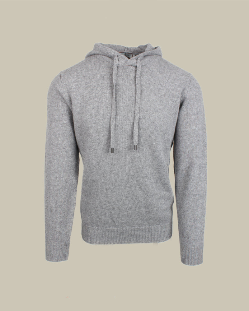 Cashmere Blend Cable Knit Hoodie Grey