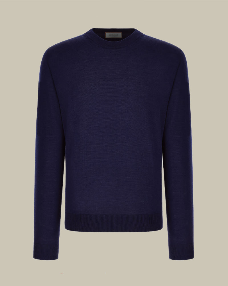Nuvola Extra Fine Merino Navy Crew Neck