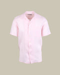 Camp Collar Short Sleeve Linen Shirt Pink