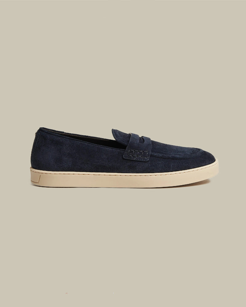 Navy Suede Penny Loafer