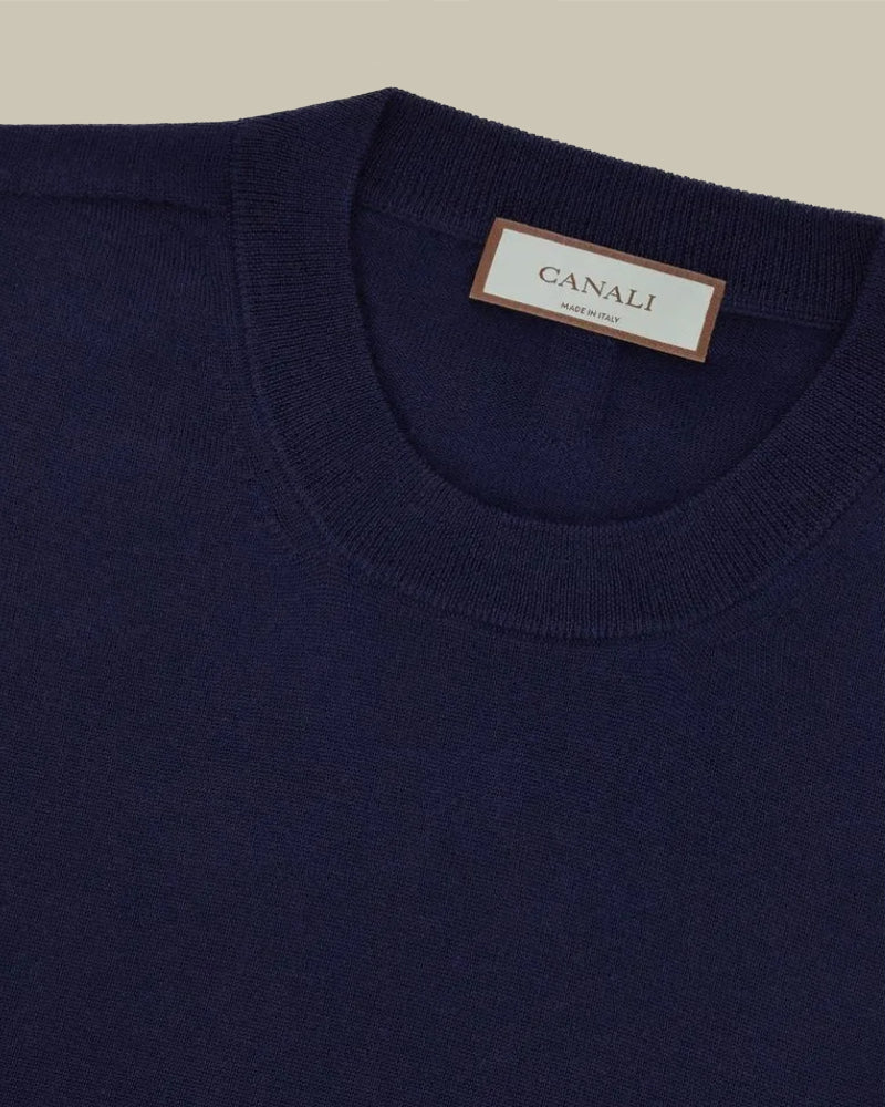 Nuvola Extra Fine Merino Navy Crew Neck