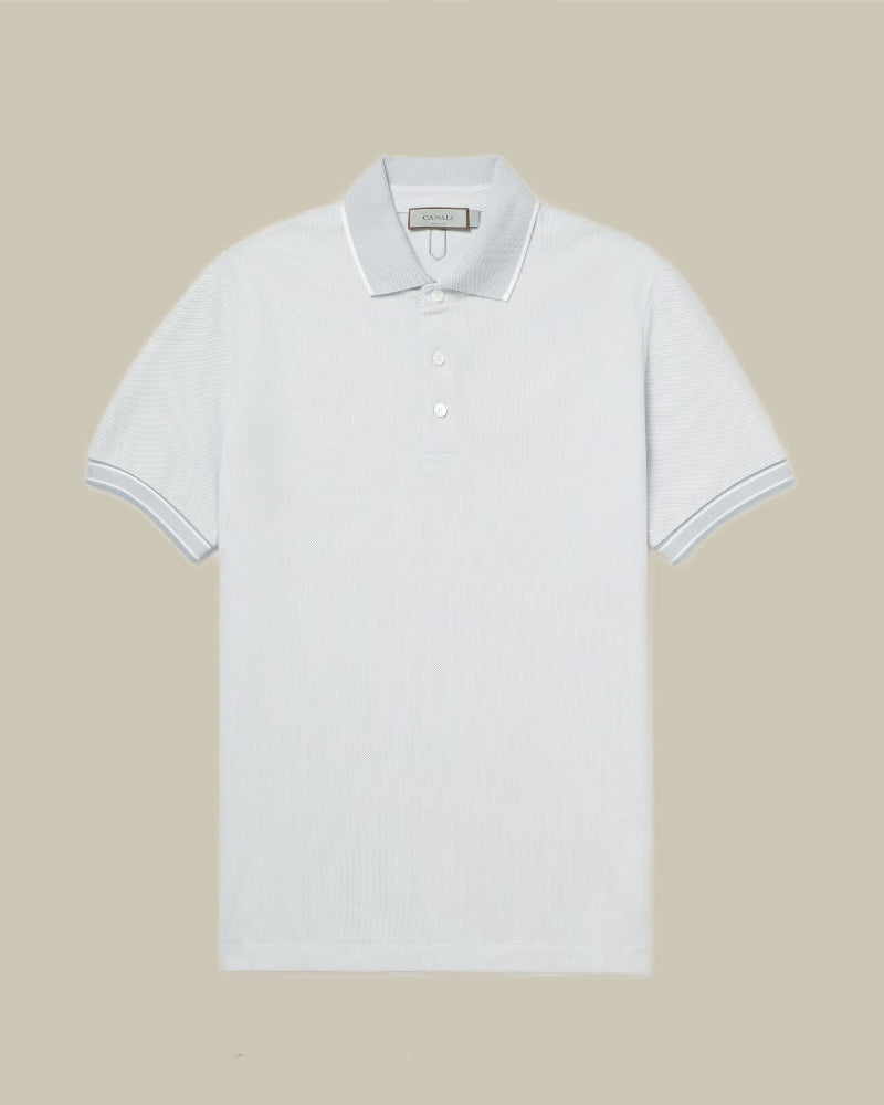 Light Blue Cotton-Pique Polo Shirt