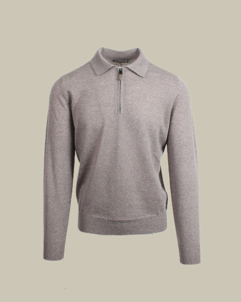 Oatmeal Travel Merino Zip Polo