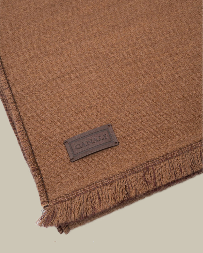 Brown Logo Wool Scarf