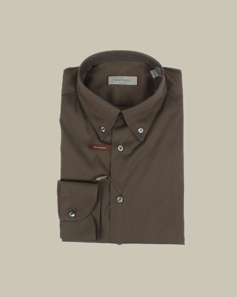 Slim Fit Button Down Olive Cotton Shirt - 15 (38) Slim Fit Button Down Olive Cotton Shirt - 15 (38)