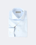Blue Twill Cotton Spread Collar Shirt