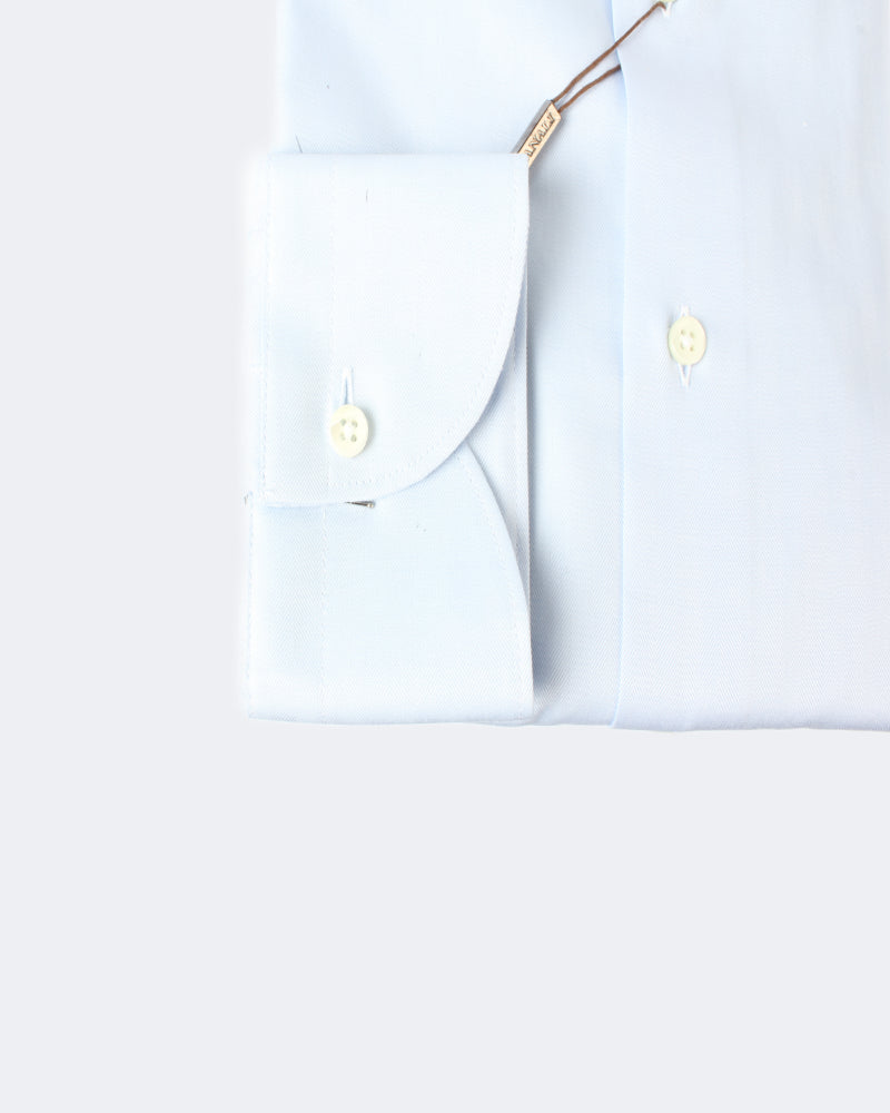 Blue Twill Cotton Spread Collar Shirt
