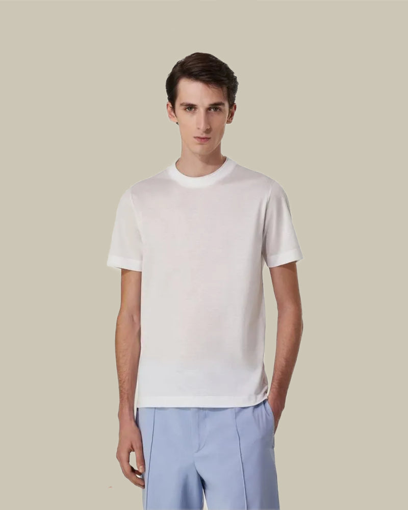 White Tonal Tipping T Shirt