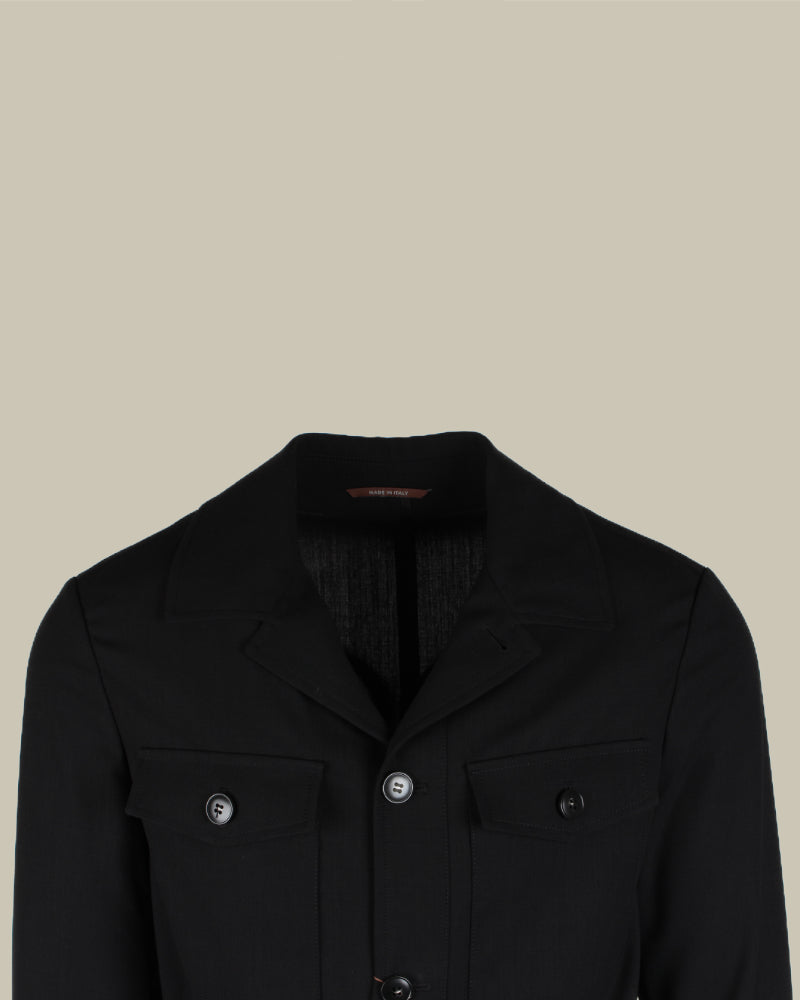 Black Stretch Wool Overshirt Twinset