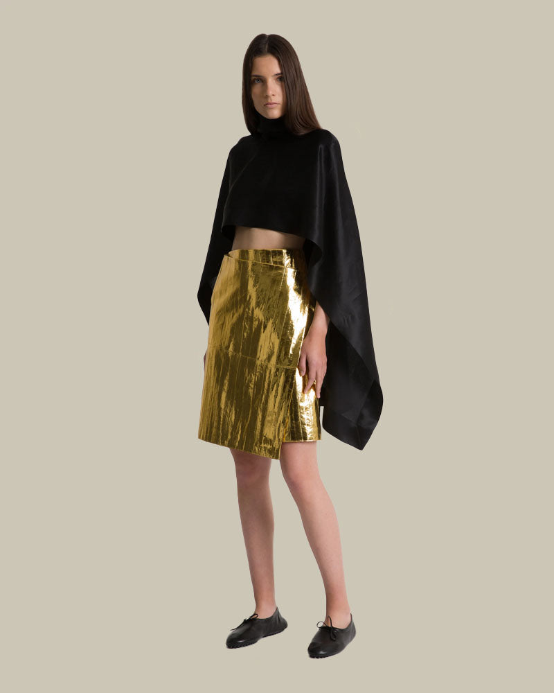 Black Silk Chiffon Cape Style Top