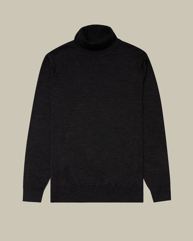 Charcoal Grey Extra Fine Merino Roll Neck