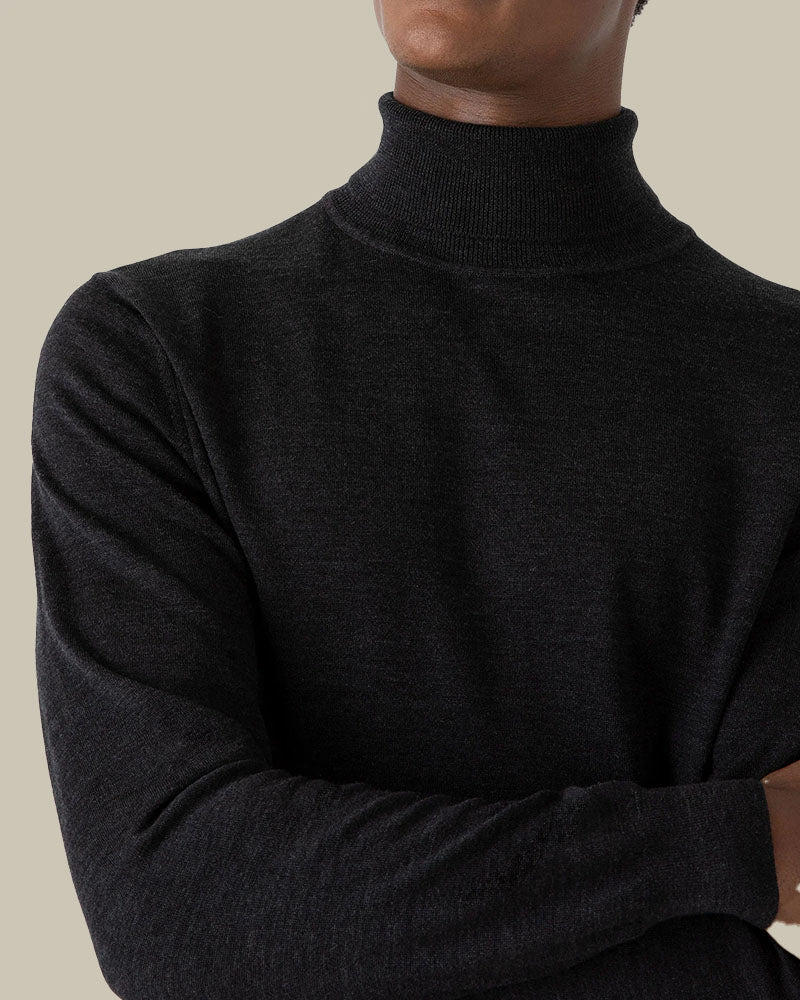 Charcoal Grey Extra Fine Merino Roll Neck