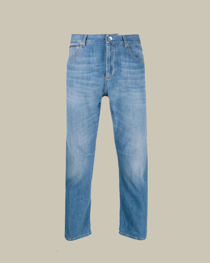 Lightweight Tapered Fit Light Blue Denim Jeans
