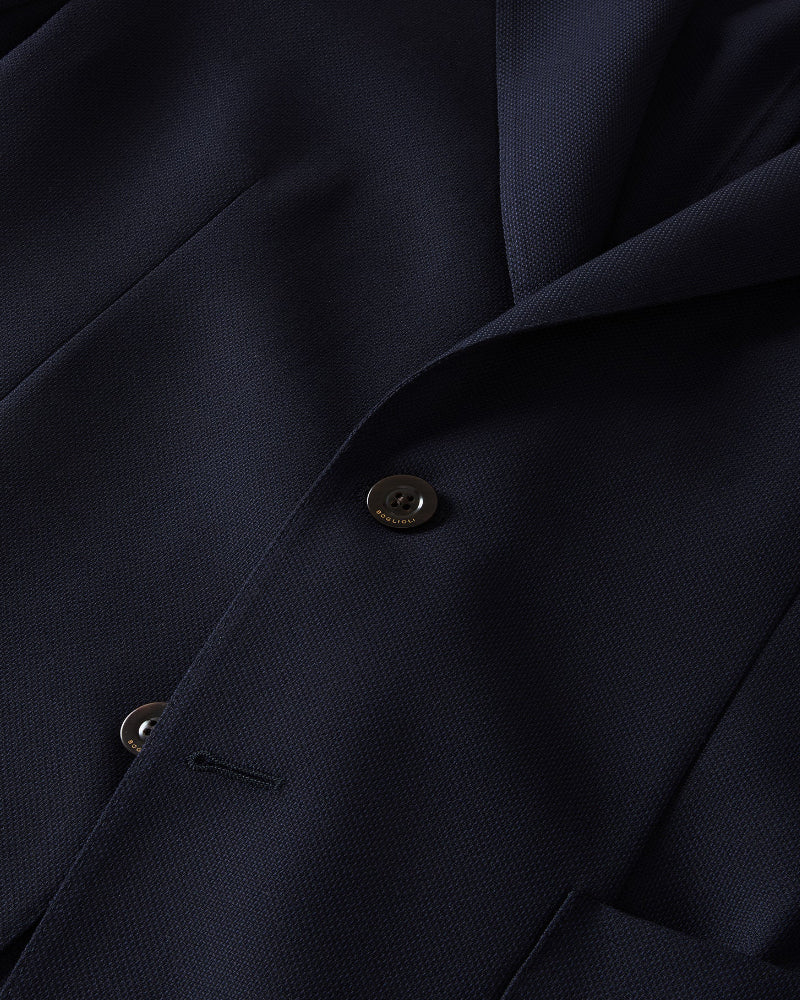 Navy Basket Weave Notch Lapel K Jacket