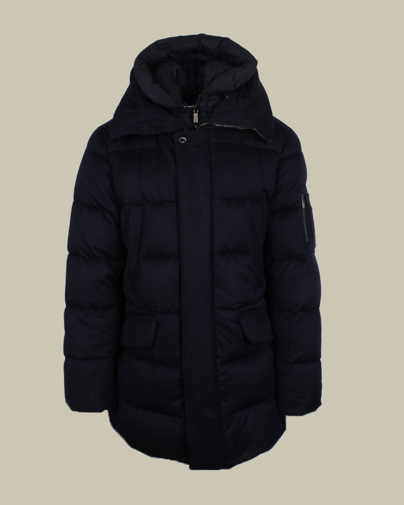 DAVIDE Navy Cashmere Down Parka