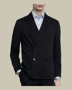 Black Double Breasted Cotton Suit