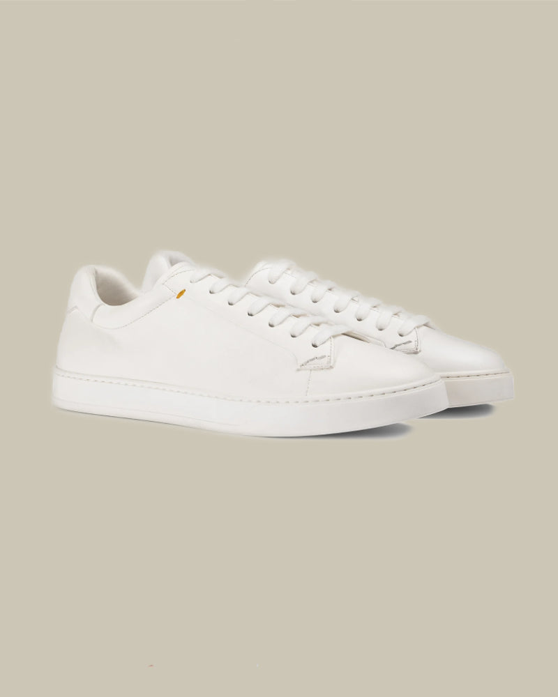 White Calf Skin Cupsole Sneaker