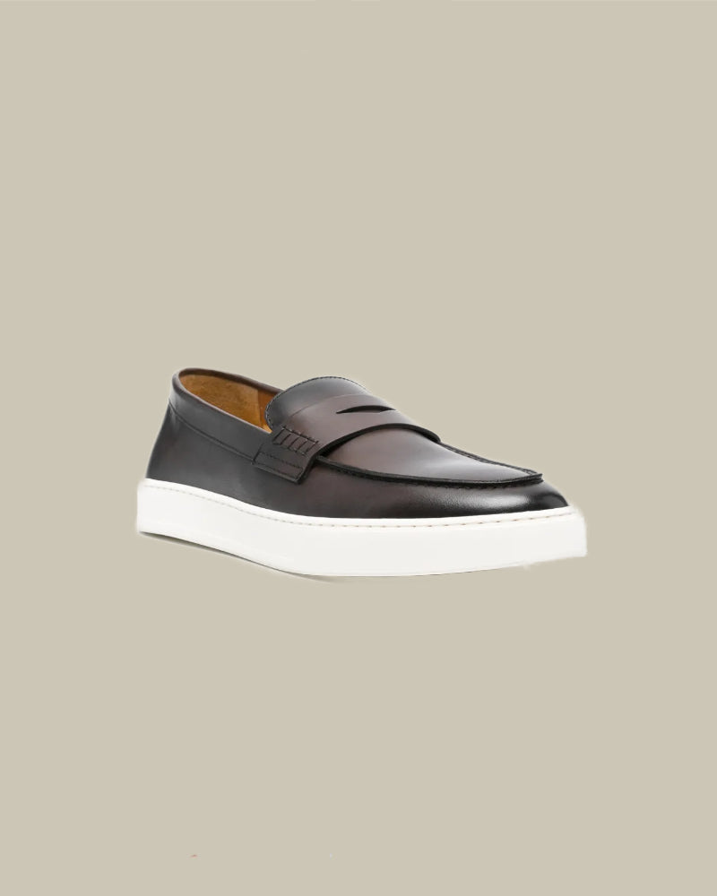 Brown Calf Skin Cupsole Penny Sneaker