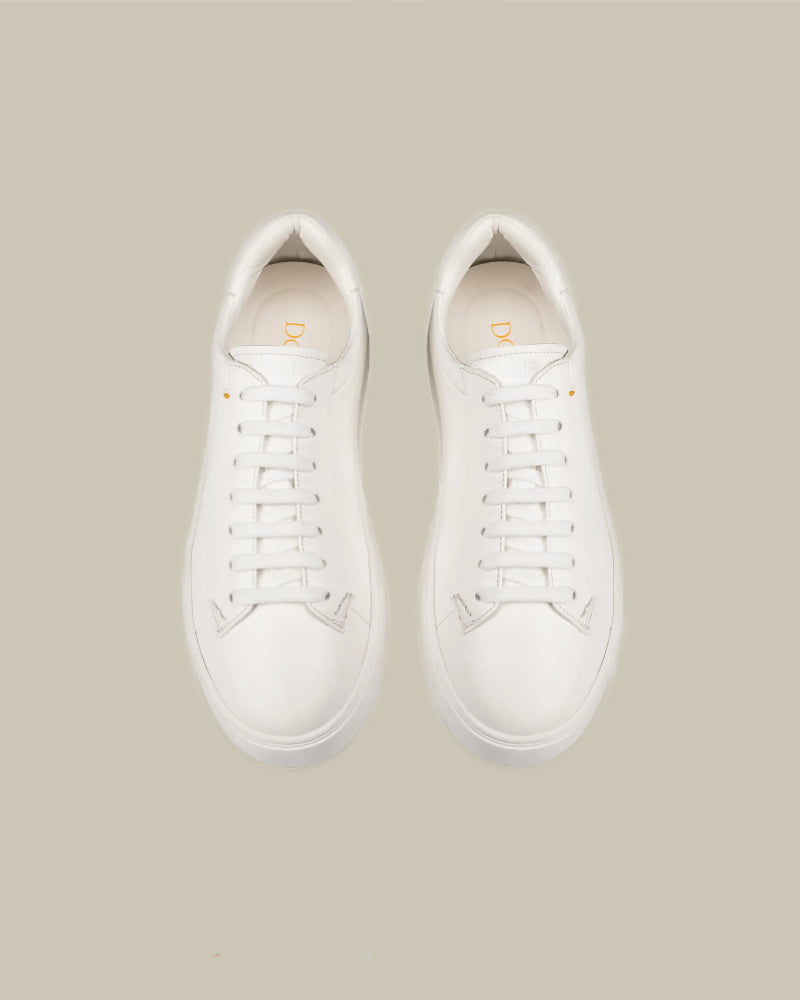 White Calf Skin Cupsole Sneaker