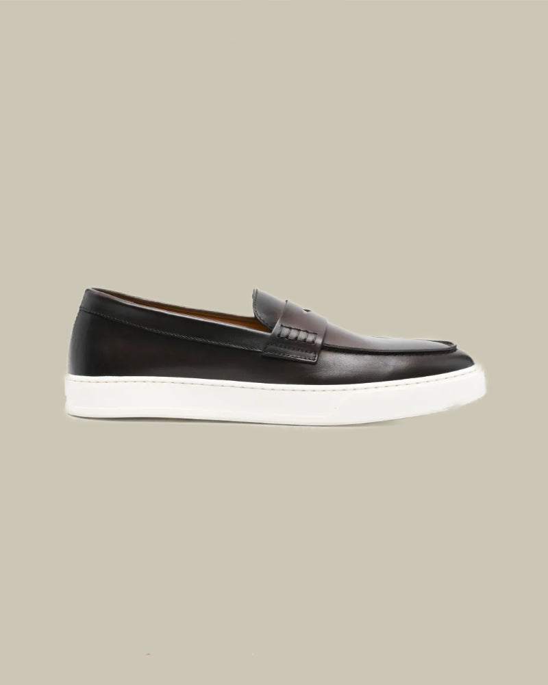 Brown Calf Skin Cupsole Penny Sneaker