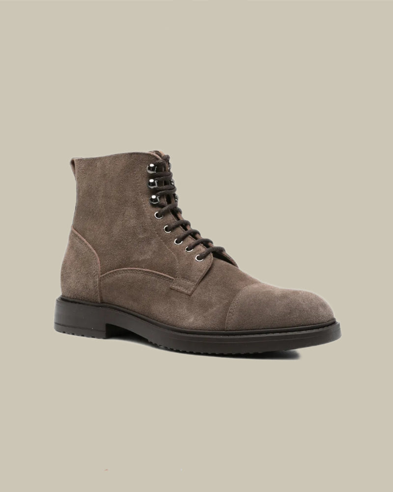 Brown Suede Lace Ankle Boots
