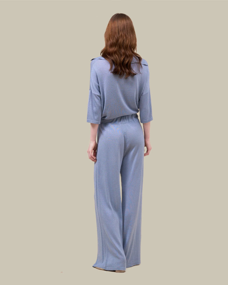 Esperide Lunar Mid Blue Cotton Blend Pants