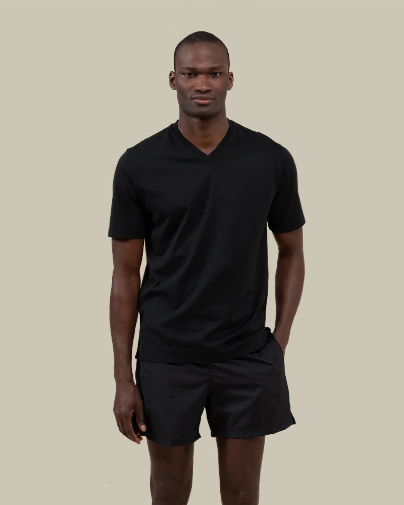 Organic Cotton Black V Neck T Shirt