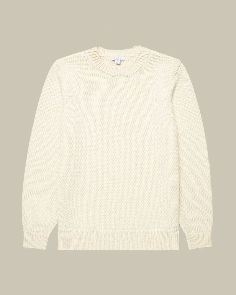 Ecru Fisherman Mock Neck Cable Knit