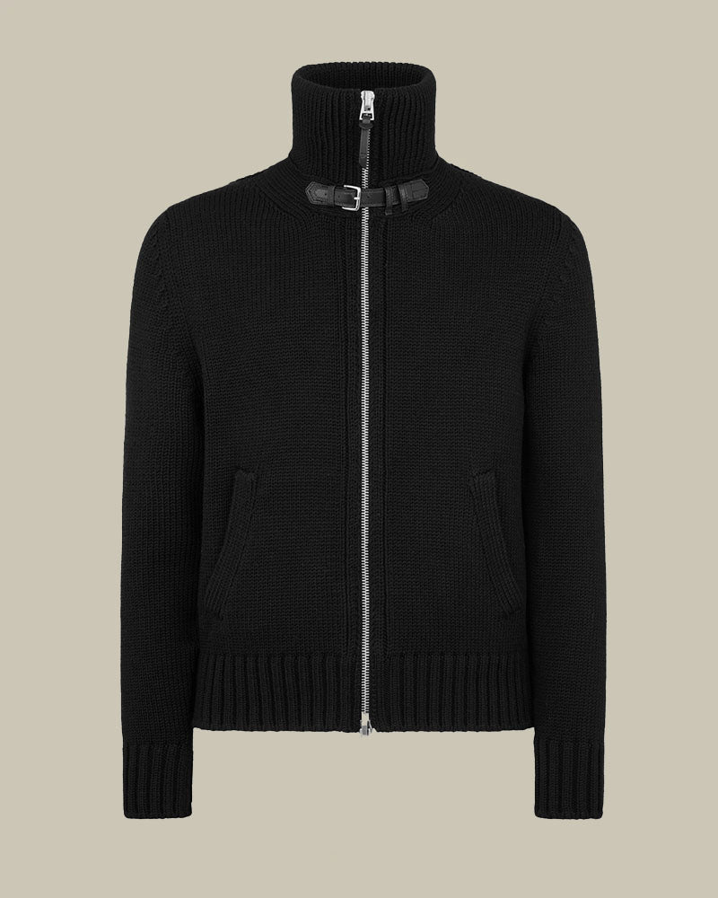 Merino Wool Cable Knit Zip Through