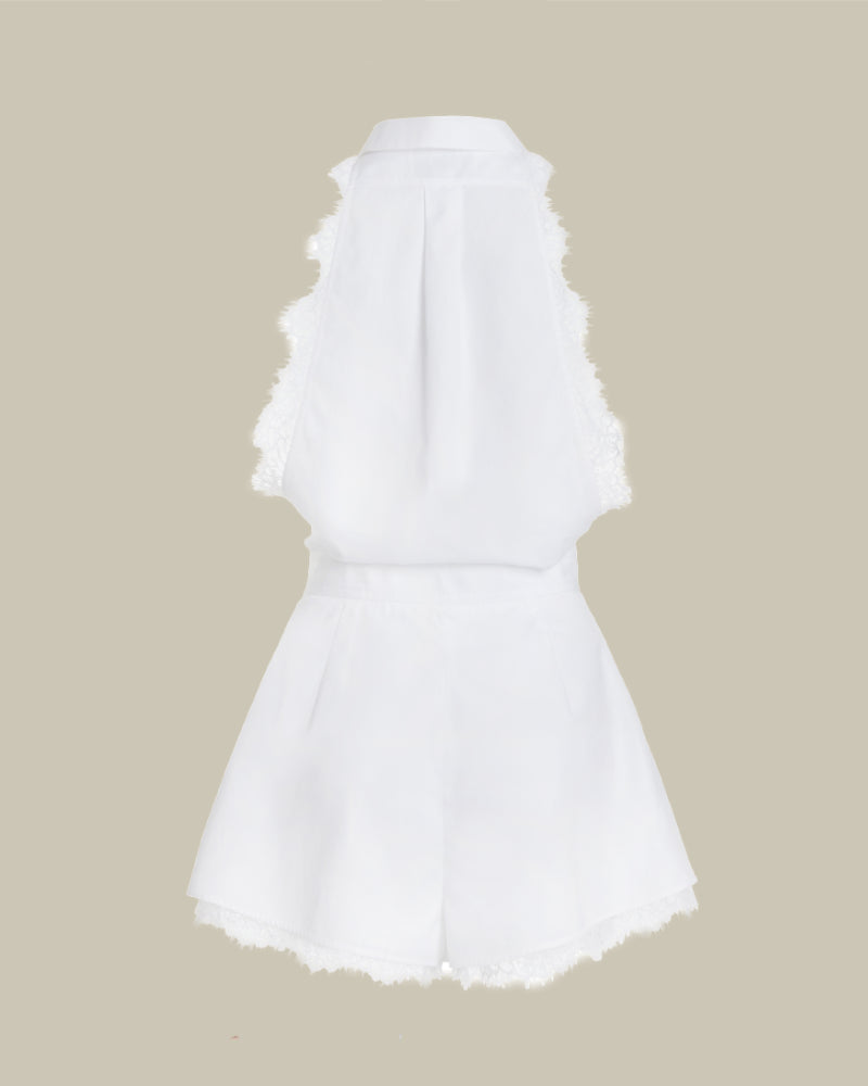 White Lace Detailed Playsuit