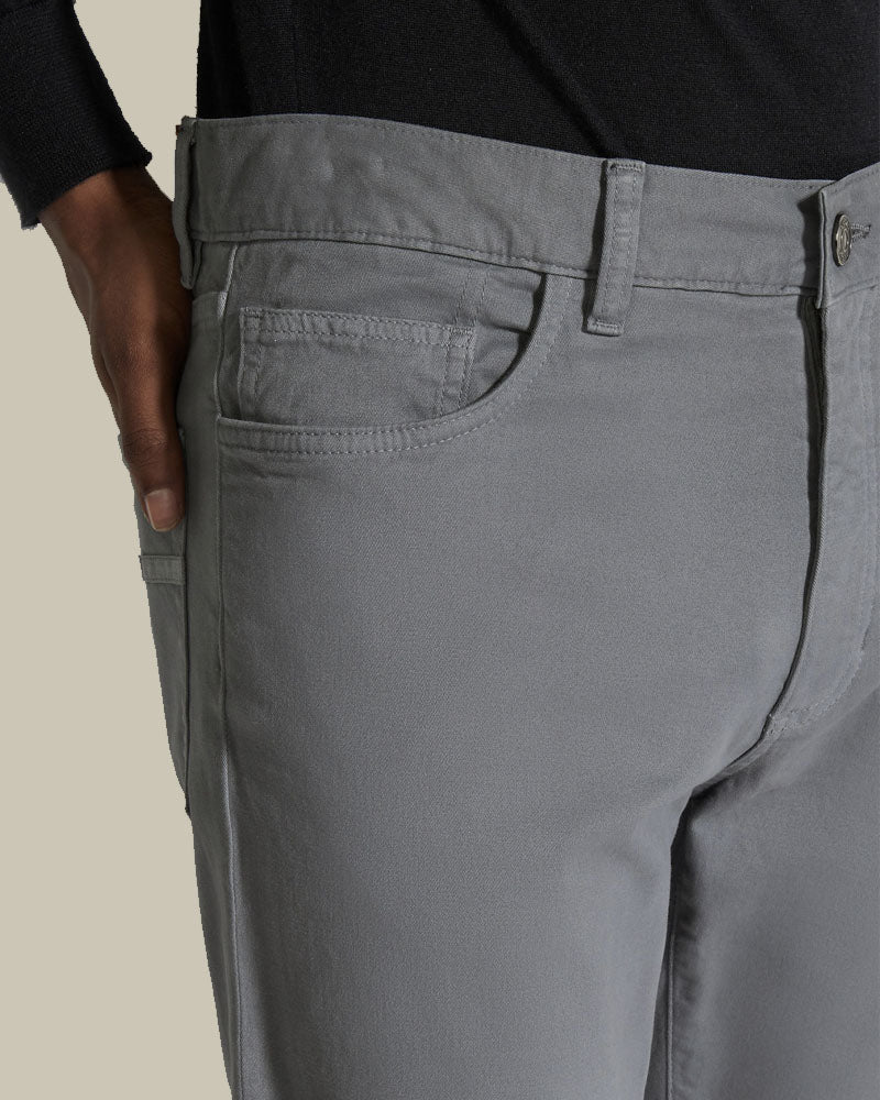 Grey Stretch Gabardine Denim Trouser
