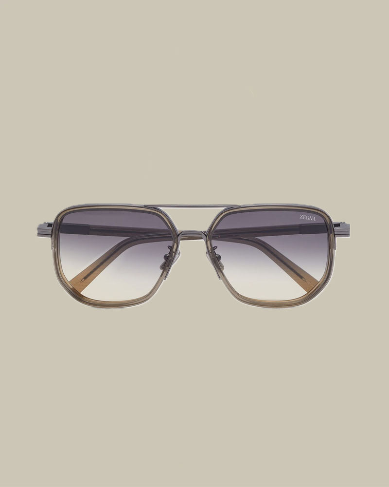 Gunmetal Acetate and Metal Sunglasses