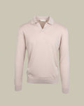 Suvin Cotton Long Sleeve Skipper Polo Beige