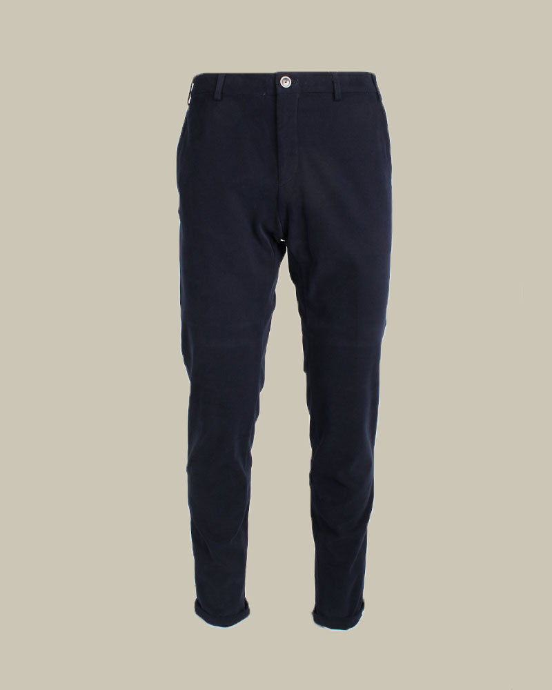 Navy Stretch Brushed Cotton Chino