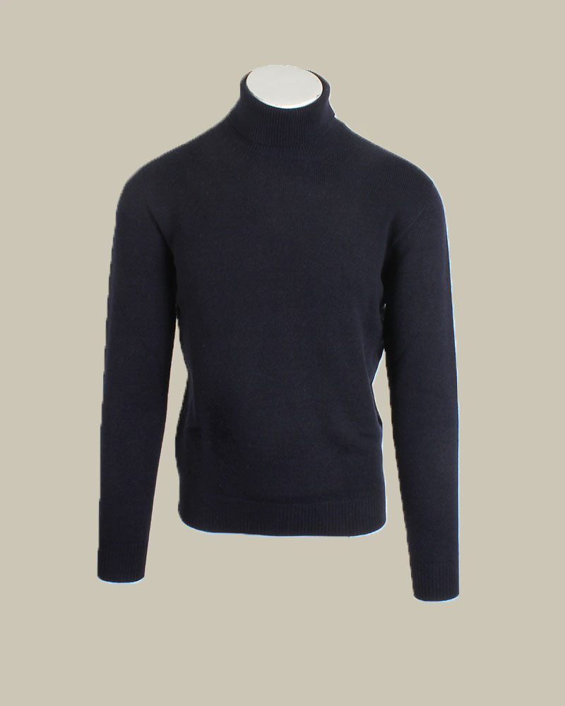 Midnight Blue Cashmere Roll Neck
