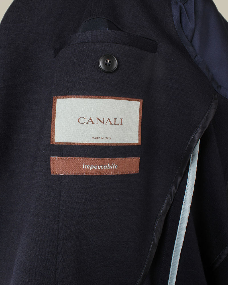 Navy Wool & Cashmere Blend Jersey Blazer