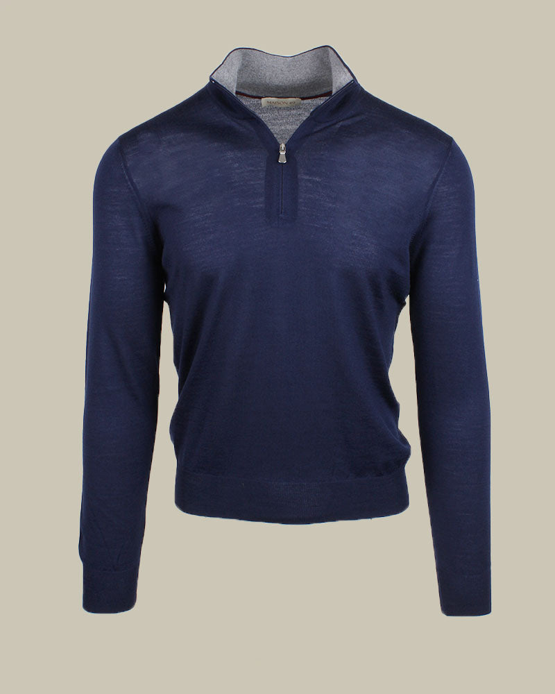 Blue Super Tasmania Merino Wool Half Zip