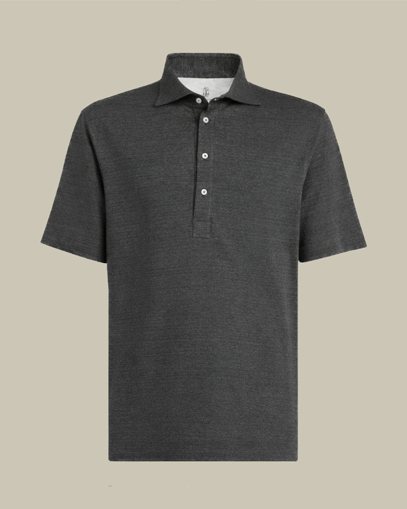 Charcoal Linen Blend Jersey Polo