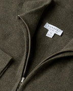 Khaki Cashmere Half Zip Jumper