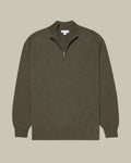 Khaki Cashmere Half Zip Jumper