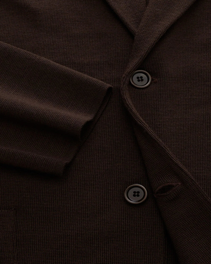 Brown Virgin Wool Knitted Blazer